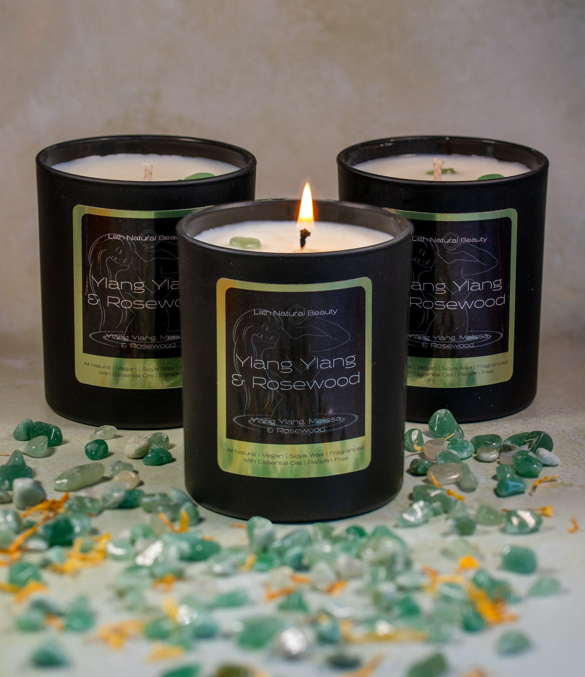 Ylang ylang & rosewood soya wax candle